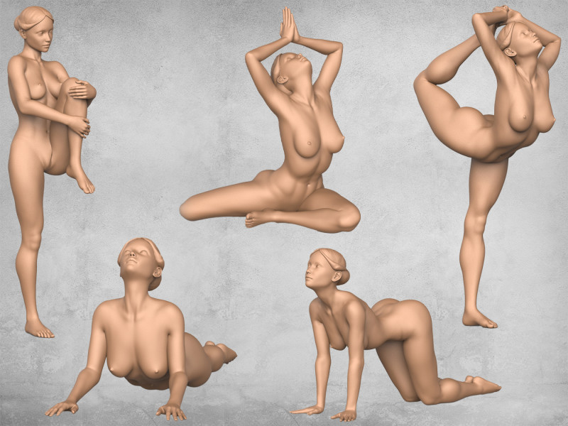 Yoga Female Pose Collection 3D प्रिंट मॉडल .c4d .max .obj .3ds .fbx .stl .blend 