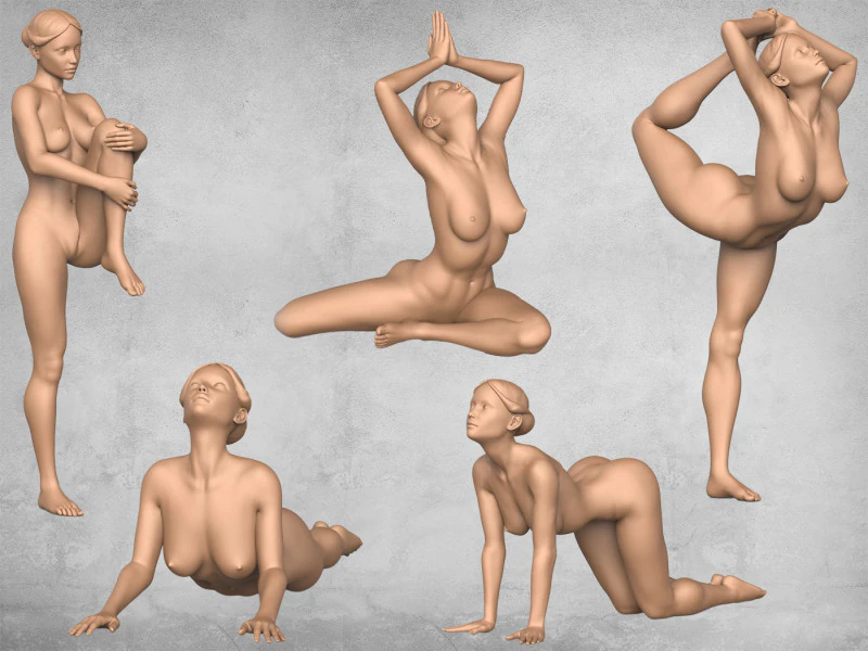 Yoga Female Pose Collection 3D Print Model .c4d .max .obj .3ds .fbx .stl .blend