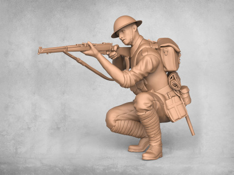Soldier Fire Sitting Position 3Dプリントモデル