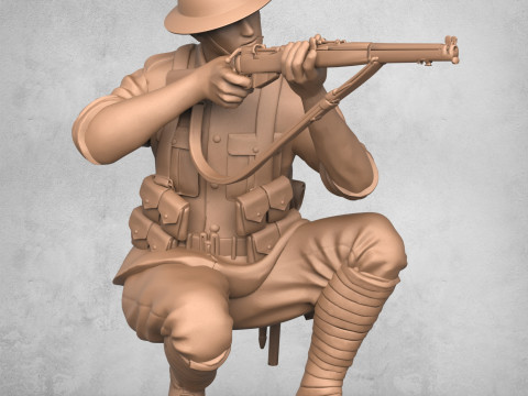 Soldier Fire Sitting Position Modèles 3D en vedette