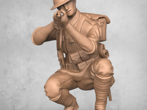 Soldier Fire Sitting Position Modèles 3D en vedette