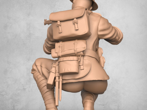 Soldier Fire Sitting Position Modèles 3D en vedette