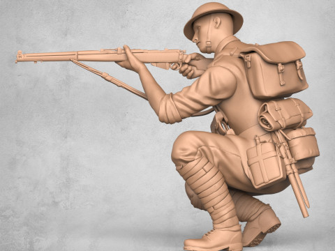 Soldier Fire Sitting Position Modèles 3D en vedette