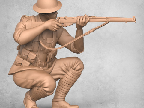 Soldier Fire Sitting Position Modèles 3D en vedette