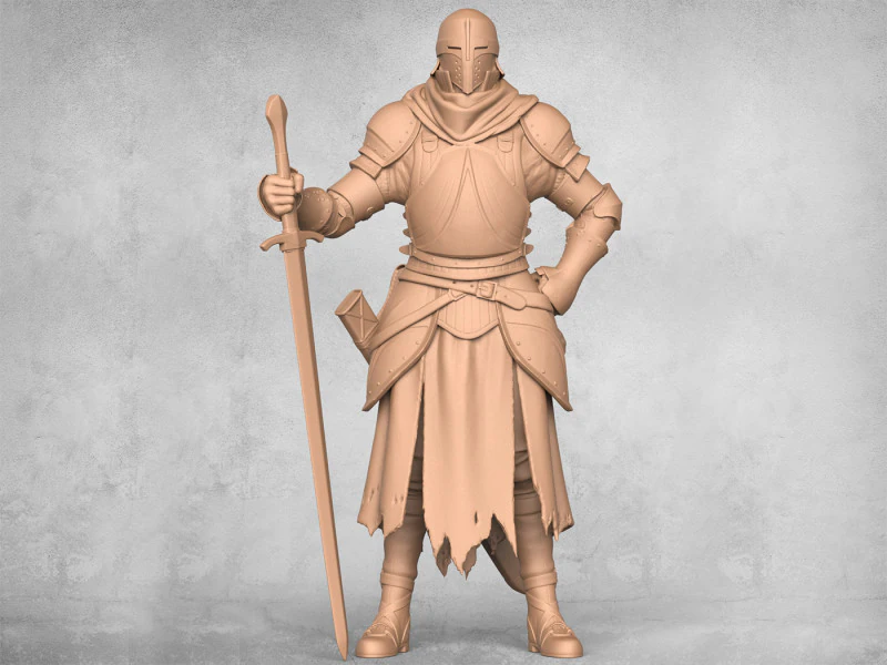 Statua del guerriero medievale Modello di stampa 3D .c4d .max .obj .3ds .fbx .stl .blend