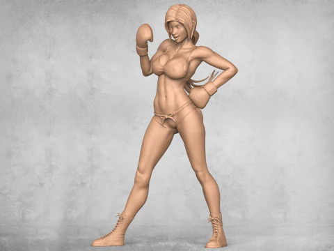 Est&aacute;tua de mulher boxeadora Modelo de Impressão 3D