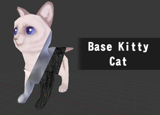 low poly white striped kitty cat for games 3D Model .c4d .max .obj .3ds .fbx .stl .blend 