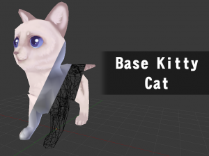 low poly white striped kitty cat for games 3D-Modell