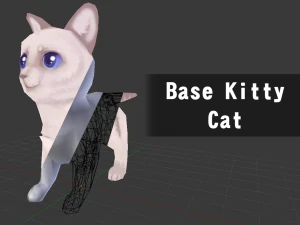 ゲーム用の低ポリ白縞模様の子猫 3Dモデル