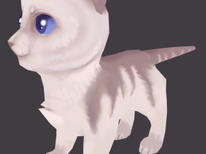 low poly white striped kitty cat for games 3D Model