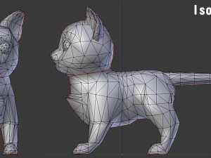 low poly white striped kitty cat for games 3D Model