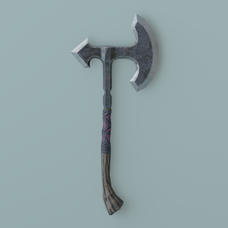 Metal Battle Axe With Wooden Handle Model 3D .c4d .max .obj .3ds .fbx .stl .blend 