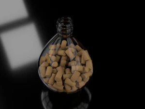 बोतल और कॉर्क 3D मॉडल
