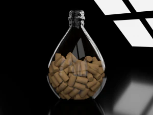 बोतल और कॉर्क 3D मॉडल