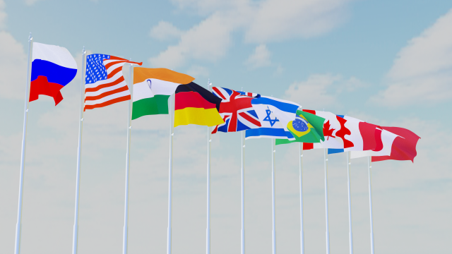 11 flags collection Model 3D .c4d .max .obj .3ds .fbx .stl .blend 