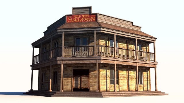 wild west saloon 3D मॉडल .c4d .max .obj .3ds .fbx .stl .blend 