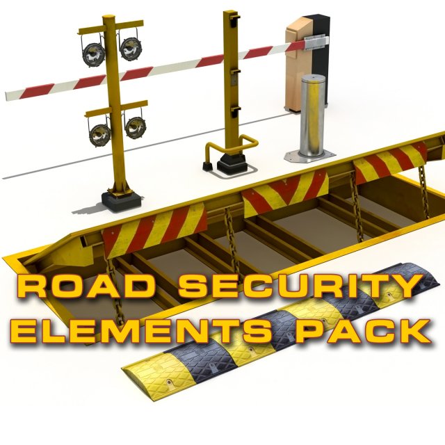 road security elements pack 3D Модель .c4d .max .obj .3ds .fbx .stl .blend 
