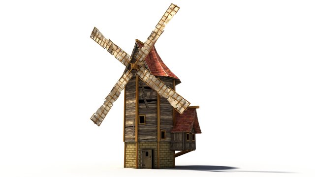 cartoon low poly windmill 3D-Modell .c4d .max .obj .3ds .fbx .stl .blend 