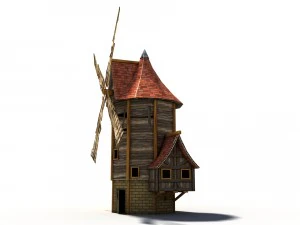cartoon low poly windmill 3D Model