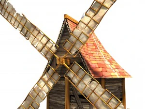 cartoon low poly windmill 3D Model