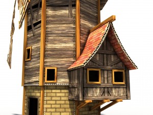 cartoon low poly windmill 3D-Modell