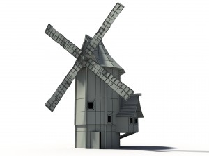 cartoon low poly windmill 3D-Modell