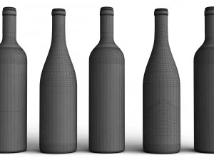 wine bottles collection 3D Model