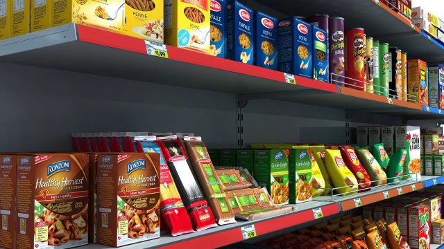 Supermarket shelves pack 3D Model .c4d .max .obj .3ds .fbx .stl .blend