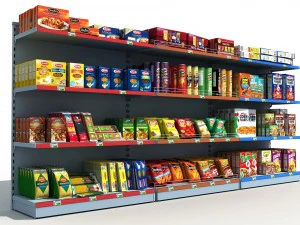 Supermarket shelves pack 3D Model