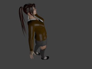 rigged and game ready school girl with coat Modello 3D
