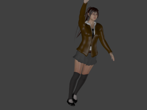 rigged and game ready school girl with coat Modello 3D