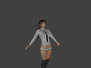 rigged and game ready school girl with coat Modello 3D