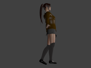 rigged and game ready school girl with coat Modello 3D