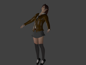 rigged and game ready school girl with coat 3Dモデル