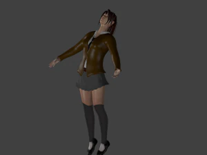 opgetuigd en speelklaar schoolmeisje met jas 3D Model