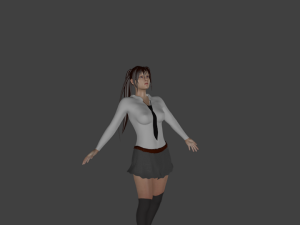 rigged and game ready school girl with coat Modello 3D