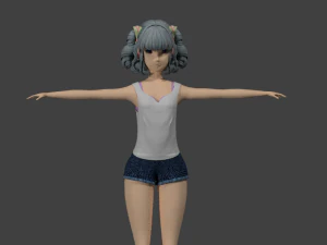 zwykła manga z fajną fryzurą Model 3D