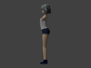 casual manga girl with cool hairstyle 3D Model