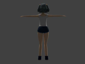casual manga girl with cool hairstyle 3D Model
