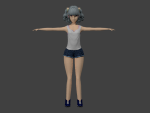 casual manga girl with cool hairstyle 3D 모델