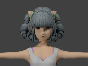 casual manga girl with cool hairstyle 3D Model
