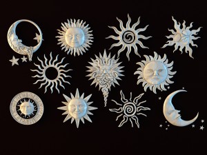 ethnic ornament set - sun and moon 3D Model