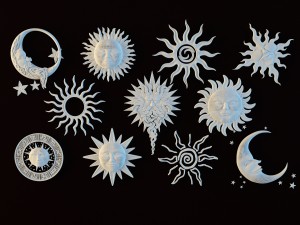 ethnic ornament set - sun and moon Modelo 3D