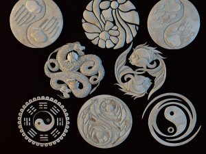 ethnic ornament set - yin yang Modèle 3D