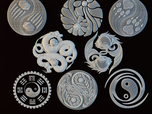 ethnic ornament set - yin yang 3D मॉडल
