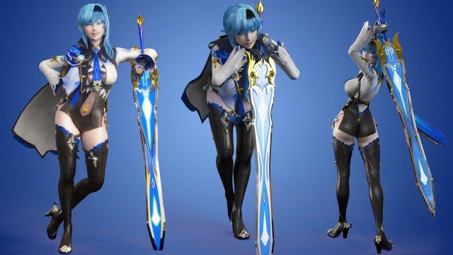 Eula Genshin Impact 3D Модель .c4d .max .obj .3ds .fbx .stl .blend 