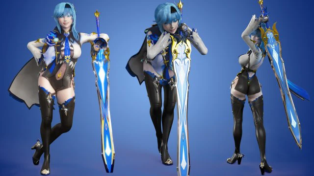 Eula Genshin Impact 3D Model .c4d .max .obj .3ds .fbx .stl .blend 