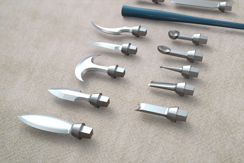 Carving Tool Set For Wax Zirconia Wood and More Model 3D .c4d .max .obj .3ds .fbx .stl .blend