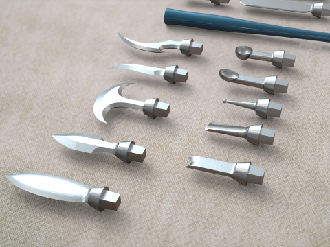 Carving Tool Set For Wax Zirconia Wood and More 3D Model