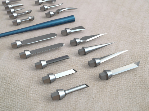 Carving Tool Set For Wax Zirconia Wood and More Model 3D